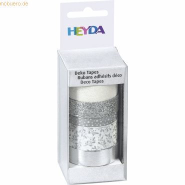 6 x Heyda DekoTape Papier 0,6-1,8cmx2-6,5m VE=5 Stück sortiert silber 6 x Heyda DekoTape Papier 0,6-1,8cmx2-6,5m VE=5 Stück sortiert silber von Heyda