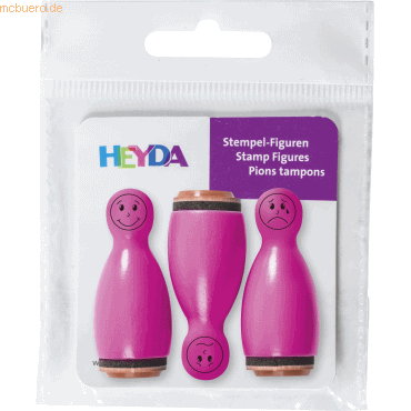 6 x Heyda Mini Stempel Gesichter 1,2cm VE=3 Stück pink von Heyda
