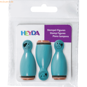 6 x Heyda Mini Stempel Gesichter 1,2cm VE=3 Stück türkis von Heyda