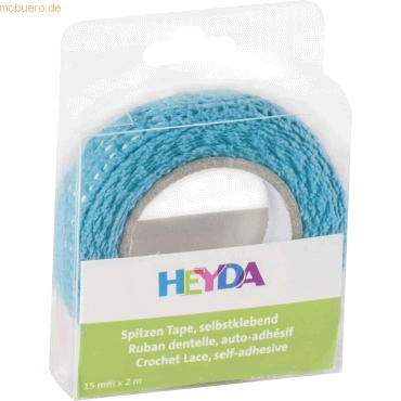 6 x Heyda Spitzentape 15mmx2m Baumwolle blau von Heyda