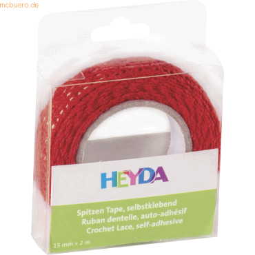 6 x Heyda Spitzentape 15mmx2m Baumwolle rot von Heyda