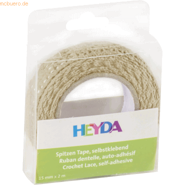 6 x Heyda Spitzentape 15mmx2m Baumwolle vanille von Heyda