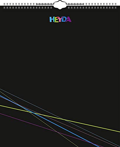 Heyda 2070480 Bastel-/Kreativkalender (13 Monatsblätter, 297 x 350 mm, Kalendarium immerwährend, Wire-O-Bindung mit Aufhänger, Deckblatt schwarz, Monatsblätter) schwarz von Heyda