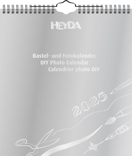 Heyda Bastel- und Fotokalender jahresgebunden (2025), 1 Blatt = 1 Monat, 215 × 240 mm, silberfarben von Heyda
