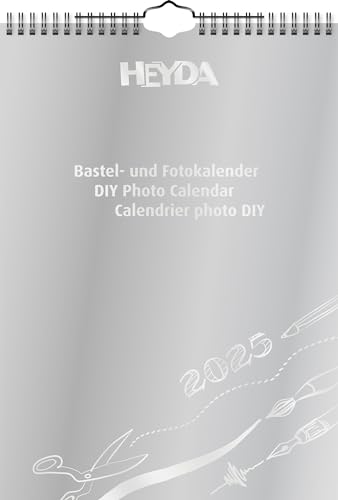 Heyda Bastel- und Fotokalender jahresgebunden (2025), 1 Blatt = 1 Monat, A4, silberfarben von Heyda