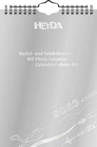 Heyda Bastel- und Fotokalender jahresgebunden (2025), 1 Blatt = 1 Monat, A5, silberfarben von Heyda