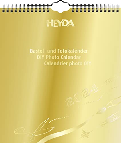 Heyda Bastelkalender 2024 1 Blatt = 1 Monat 21,5 x 24 cm Deckblatt: goldfarben, Monatsblätter: schwarz von Heyda