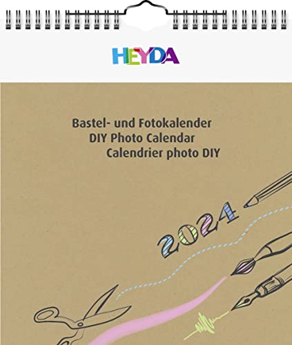 Heyda Bastelkalender 2024 1 Blatt = 1 Monat 21,5 x 24 cm Deckblatt: natur, Monatsblätter: natur von Heyda