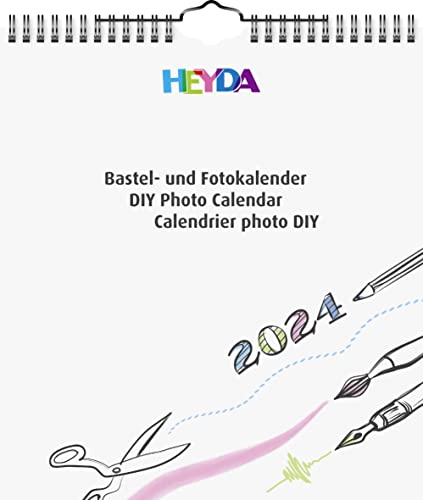 Heyda Bastelkalender 2024 1 Blatt = 1 Monat 21,5 x 24 cm Deckblatt: weiß, Monatsblätter: weiß von Heyda