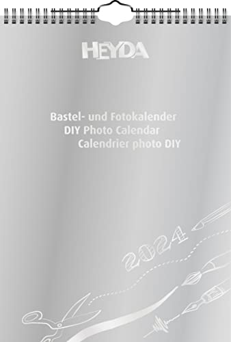 Heyda Bastelkalender 2024 1 Blatt = 1 Monat A4 Deckblatt: silberfarben, Monatsblätter: schwarz von Heyda