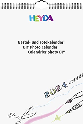 Heyda Bastelkalender 2024 1 Blatt = 1 Monat A4 Deckblatt: weiß, Monatsblätter: weiß von Heyda