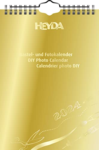 Heyda Bastelkalender 2024 1 Blatt = 1 Monat A5 Deckblatt: goldfarben, Monatsblätter: schwarz von Heyda