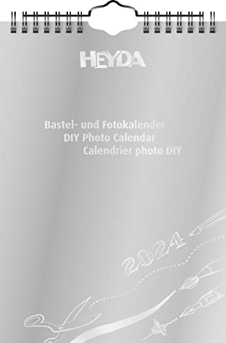 Heyda Bastelkalender 2024 1 Blatt = 1 Monat A5 Deckblatt: silberfarben, Monatsblätter: schwarz von Heyda