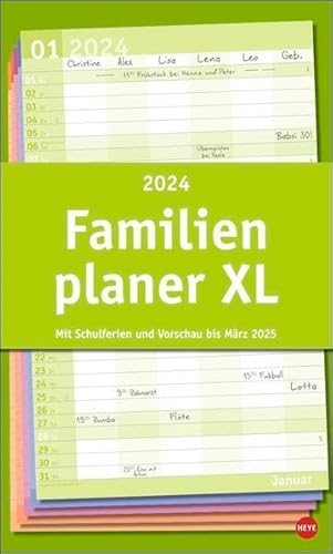 Basic Familienplaner XL 2024. Familienkalender mit 6 Spalten. Praktischer Familien-Wandkalender mit Schulferien. Extra breiter Terminkalender. 27 x 45 cm. von Heye