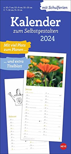 Kalender zum Selbstgestalten 2024. Blanko-Kalender zum Basteln mit extra Titelblatt für Ihr persönliches Kalender-Kunstwerk. Foto- und Bastelkalender 2024. 16 x 34 cm. von Heye