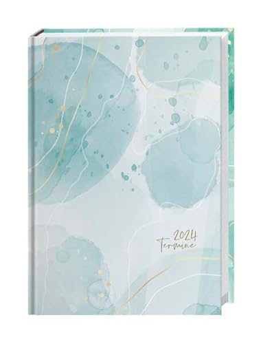 Watercolor Kalenderbuch A5 2024. Immer mit dabei: Der Taschenplaner 2024! Das tolle Wasserfarben-Design und die übersichtliche Gestaltung machen den Buchkalender zum praktischen Jahresbegleiter. von Heye