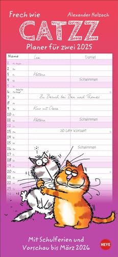 Catzz Planer für zwei 2025: Lustiger Wandplaner für zwei. Partnerkalender mit 2 Spalten. Terminkalender mit witzigen Cartoon-Katzen. Wandkalender für 2 Personen. Catzz Planer für zwei 2025: Lustiger Wandplaner für zwei. Partnerkalender mit 2 Spalten. Terminkalender mit witzigen Cartoon-Katzen. Wandkalender für 2 Personen. von Heye
