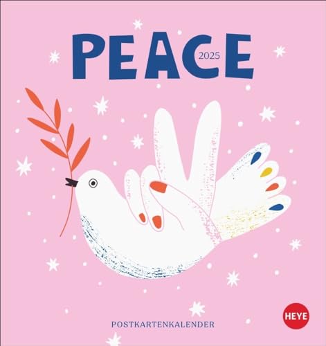 Peace Postkartenkalender 2025: Die Friedensbotschaft in einem kleinen Kalender zum Aufstellen: Tischkalender mit Postkarten zum Sammeln und Verschicken im Format 16 x 17 cm (Postkartenkalender Heye) von Heye