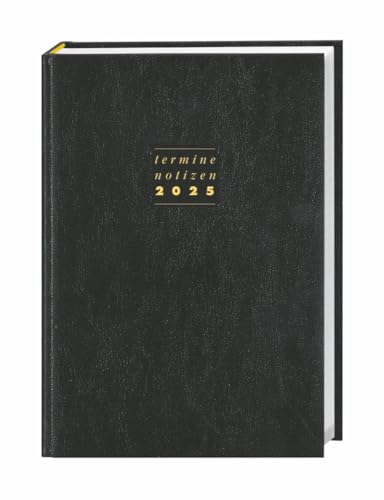 Terminer A5, Leder schwarz 2025: Schwarzer Terminkalender mit hochwertigem Kunstledereinband. Wochenplaner mit Zitaten und Lesebändchen. ... Planen von Terminen. (Kalenderbücher Heye) von Heye