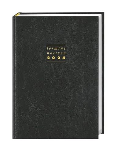 Terminer A5 2024. Schwarzer Terminkalender mit hochwertigem Kunstledereinband. Wochenplaner mit Zitaten und Lesebändchen. Taschenkalender 2024 zum Planen von Terminen. von Heye