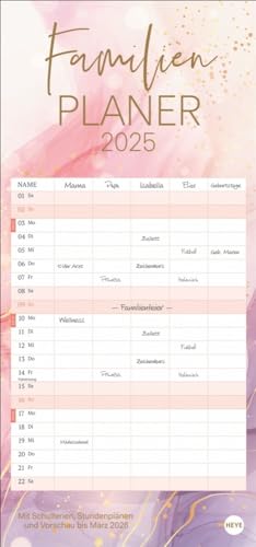 Watercolor Familienplaner 2025: Großer Familienkalender mit viel Platz für Termine und schönem Design: Organisationstool und Blickfang in einem! Kalender 2025 mit 5 Spalten. (Familienplaner Heye) von Heye