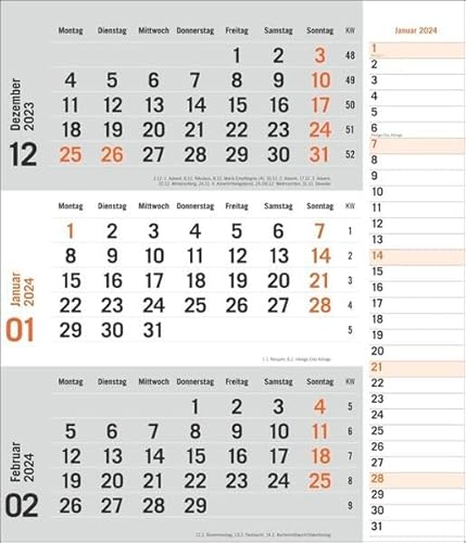 tm 3-Monats-Planer orange 2024. Praktischer Wandplaner mit Datumsschieber. Büro-Kalender mit Notizspalte und Jahresübersicht. Wandkalender 2024 fürs Büro. 30 x 35 cm. von Heye