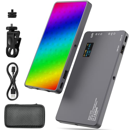 Heysliy RGB LED Videoleuchte, Tragbare Video Licht Dimmbare 2500K-9000K, eingebaute 4000mAh Akku, 360 °Vollfarbe RGB Licht Fotografie für DSLR Kamera YouTube Videofotografie von Heysliy