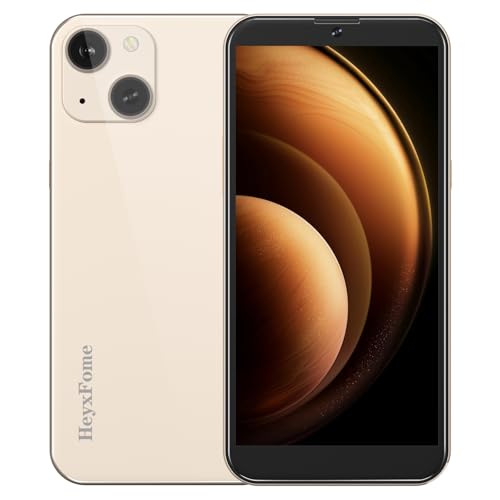 HeyxFome H3 Handy Ohne Vertrag Android 10, 2GB+16GB/256GB SD, Quad Core 6,0 Zoll, Akku 3000mAh, 8MP+5MP Kamera, 4G Dual SIM Smartphone Ohne Vertrag Günstig Simlockfreie, GPS, DE (Gold) von HeyxFome