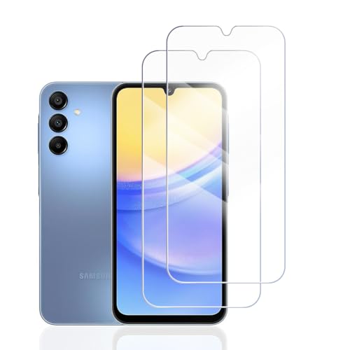 Hhfcryst Panzer Schutz Glas für Samsung Galaxy A15 5G /4G, 2 Stücke Schutzfolie Panzerfolie, 9H Härte Panzer Folie, HD Klar, Anti- Kratzer, Bläschenfrei Folie,langlebig von Hhfcryst