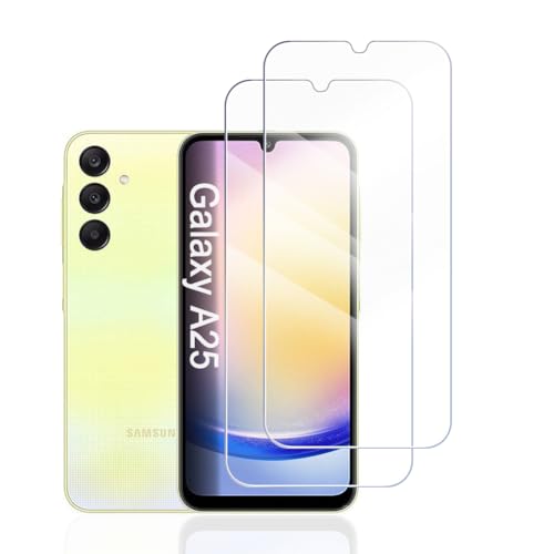 Hhfcryst Panzer Schutz Glas für Samsung Galaxy A25, 2 Stücke Schutzfolie Panzerfolie, 9H Härte Panzer Folie, HD Klar, Anti- Kratzer, Bläschenfrei Folie,langlebig von Hhfcryst