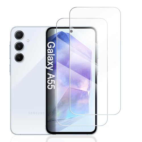 Hhfcryst Panzer Schutz Glas für Samsung Galaxy A55, 2 Stücke Schutzfolie Panzerfolie, 9H Härte Panzer Folie, HD Klar, Anti- Kratzer, Bläschenfrei Folie,langlebig von Hhfcryst