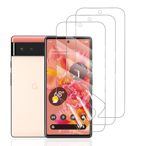 Hhfcryst Hydrogel Folie für Google Pixel 6, 3 Stück TPU Schutzfoli Weiche HD Klar Displayschutzfolie Kratzfest Keine Blasen (Nicht Gehärtetes Glas) von Hhfcryst