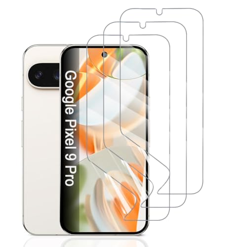 Hhfcryst Hydrogel Folie für Google Pixel 9 Pro, 3 Stück TPU Schutzfoli Weiche HD Klar Displayschutzfolie Kratzfest Keine Blasen (Nicht Gehärtetes Glas) von Hhfcryst