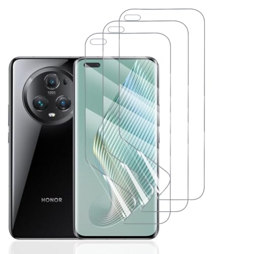 Hhfcryst Hydrogel Folie für Honor Magic5 Pro, 3 Stück TPU Schutzfoli Weiche HD Klar Displayschutzfolie Kratzfest Keine Blasen (Nicht Gehärtetes Glas) von Hhfcryst