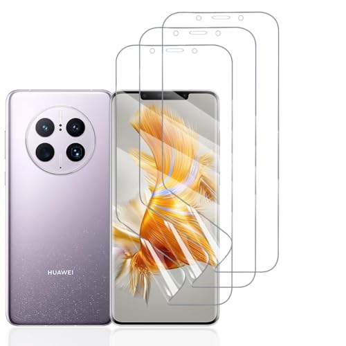 Hhfcryst Hydrogel Folie für Huawei Mate 50 Pro, 3 Stück TPU Schutzfoli Weiche HD Klar Displayschutzfolie Kratzfest Keine Blasen (Nicht Gehärtetes Glas) von Hhfcryst