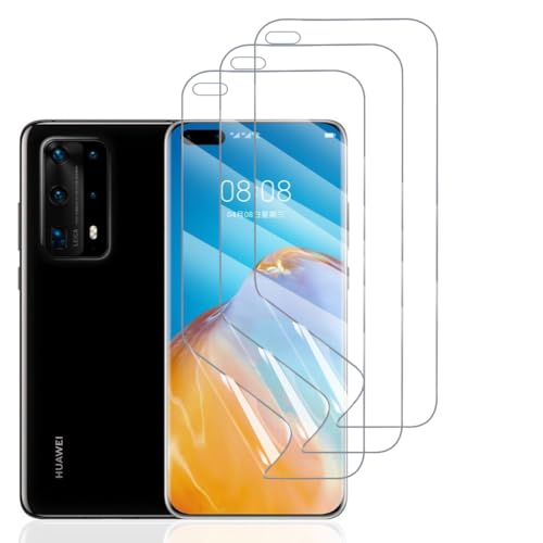 Hhfcryst Hydrogel Folie für Huawei P40 Pro, 3 Stück TPU Schutzfoli Weiche HD Klar Displayschutzfolie Kratzfest Keine Blasen (Nicht Gehärtetes Glas) von Hhfcryst