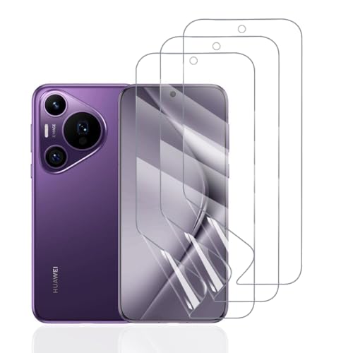Hhfcryst Hydrogel Folie für Huawei Pura 70 Pro, 3 Stück TPU Schutzfoli Weiche HD Klar Displayschutzfolie Kratzfest Keine Blasen (Nicht Gehärtetes Glas) von Hhfcryst