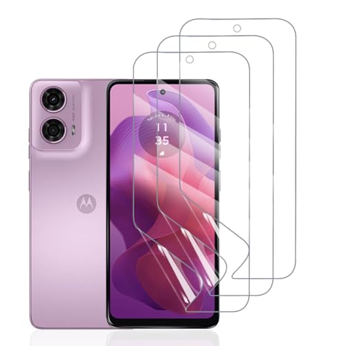 Hhfcryst Hydrogel Folie für Motorola Moto G24, 3 Stück TPU Schutzfoli Weiche HD Klar Displayschutzfolie Kratzfest Keine Blasen (Nicht Gehärtetes Glas) von Hhfcryst