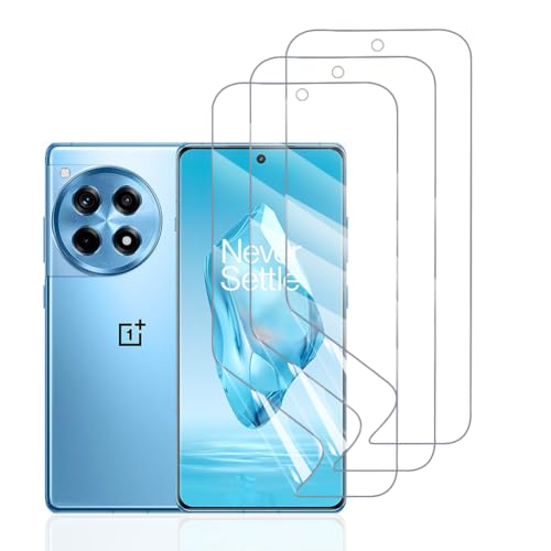 Hhfcryst Hydrogel Folie für OnePlus 12R 5G, 3 Stück TPU Displayschutzfolie HD Transparent Weich Schutzfolie (Nicht Gehärtetes Glas) von Hhfcryst