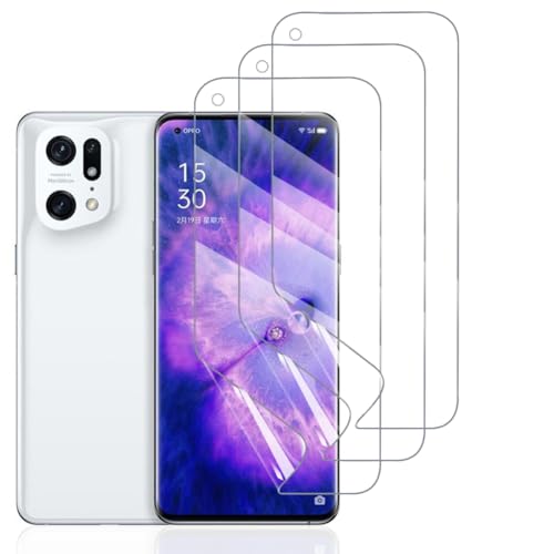 Hhfcryst Hydrogel Folie für Oppo Find X5 Pro, 3 Stück TPU Schutzfoli Weiche HD Klar Displayschutzfolie Kratzfest Keine Blasen (Nicht Gehärtetes Glas) von Hhfcryst