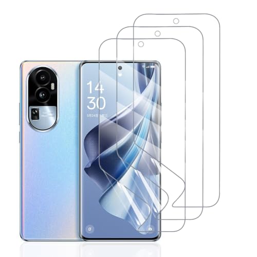 Hhfcryst Hydrogel Folie für Oppo Reno10 / Reno10 Pro, 3 Stück TPU Schutzfoli Weiche HD Klar Displayschutzfolie Kratzfest Keine Blasen (Nicht Gehärtetes Glas) von Hhfcryst