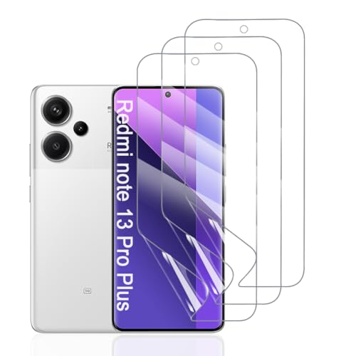 Hhfcryst Hydrogel Folie für Redmi Note 13 Pro+, 3 Stück TPU Displayschutzfolie HD Transparent Weich Schutzfolie (Nicht Gehärtetes Glas) von Hhfcryst