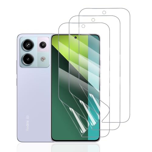 Hhfcryst Hydrogel Folie für Redmi Note 13 Pro 5G /4G, 3 Stück TPU Displayschutzfolie HD Transparent Weich Schutzfolie (Nicht Gehärtetes Glas) von Hhfcryst