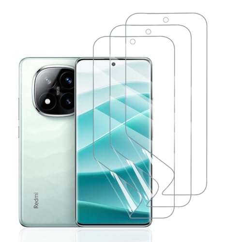 Hhfcryst Hydrogel Folie für Redmi Note 14 Pro /14 Pro +, 3 Stück TPU Displayschutzfolie HD Transparent Weich Schutzfolie (Nicht Gehärtetes Glas) von Hhfcryst