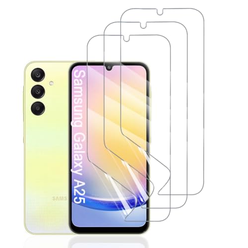 Hhfcryst Hydrogel Folie für Samsung Galaxy A25, 3 Stück TPU Displayschutzfolie HD Transparent Weich Schutzfolie (Nicht Gehärtetes Glas) von Hhfcryst