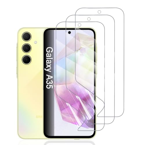 Hhfcryst Hydrogel Folie für Samsung Galaxy A35, 3 Stück TPU Displayschutzfolie HD Transparent Weich Schutzfolie (Nicht Gehärtetes Glas) von Hhfcryst