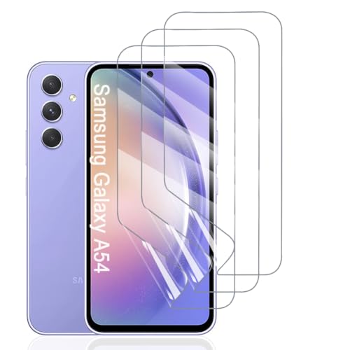 Hhfcryst Hydrogel Folie für Samsung Galaxy A54, 3 Stück TPU Displayschutzfolie HD Transparent Weich Schutzfolie (Nicht Gehärtetes Glas) von Hhfcryst