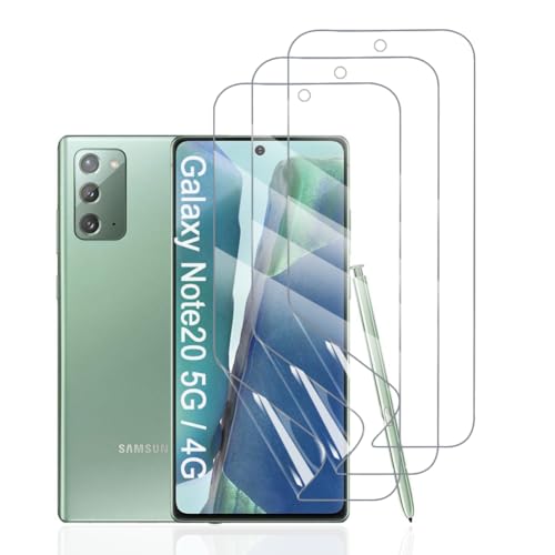 Hhfcryst Hydrogel Folie für Samsung Galaxy Note20 5G /4G, 3 Stück TPU Schutzfoli Weiche HD Klar Displayschutzfolie Kratzfest Keine Blasen (Nicht Gehärtetes Glas) von Hhfcryst