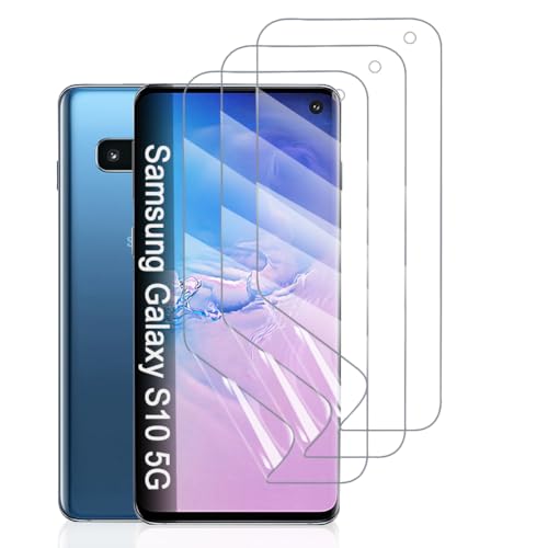 Hhfcryst Hydrogel Folie für Samsung Galaxy S10 5G, 3 Stück TPU Displayschutzfolie HD Transparent Weich Schutzfolie (Nicht Gehärtetes Glas) von Hhfcryst