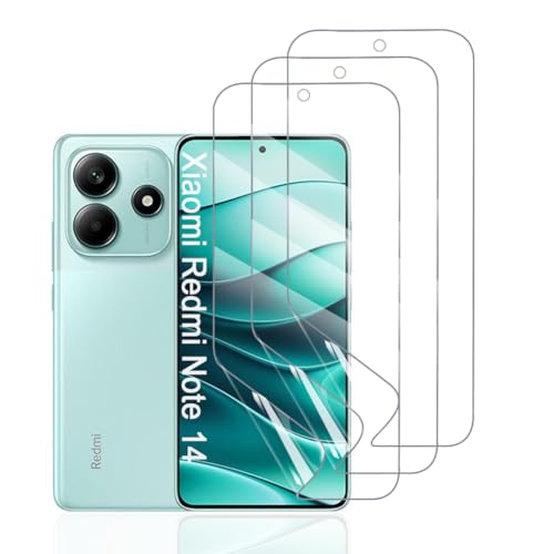 Hhfcryst Hydrogel Folie für Xiaomi Redmi Note 14 4G/5G, 3 Stück TPU Displayschutzfolie HD Transparent Weich Schutzfolie (Nicht Gehärtetes Glas) von Hhfcryst